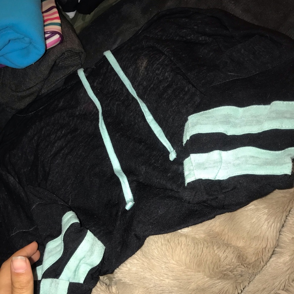 Black and blue see threw shirt